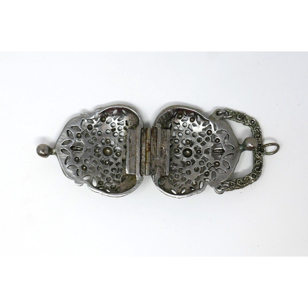 Vintage 1960s Art Deco Style Silver Tone Filigree Miniature Purse Locket Pendant - Picture 13 of 14